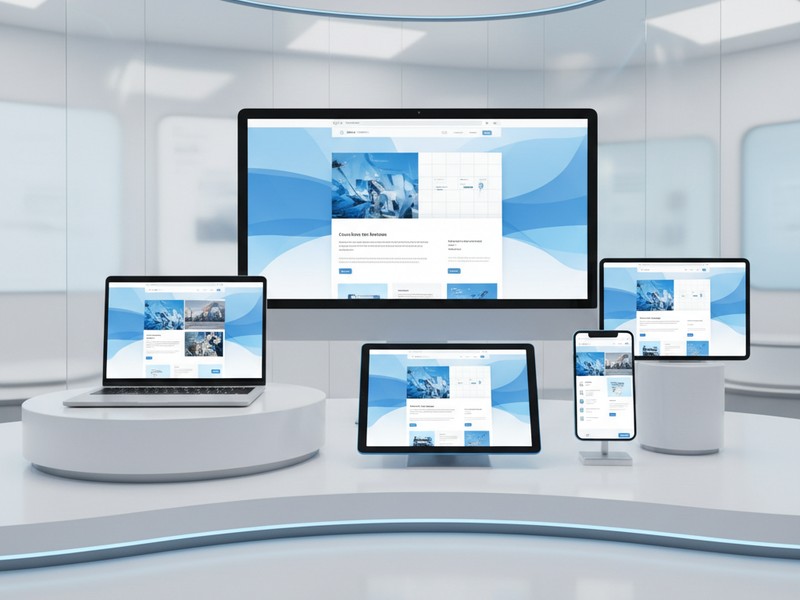 Responsive websites displayed on desktop, laptop, tablet and smartphone